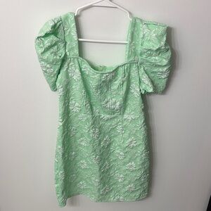 SHEIN Light Green Floral Textured Dress